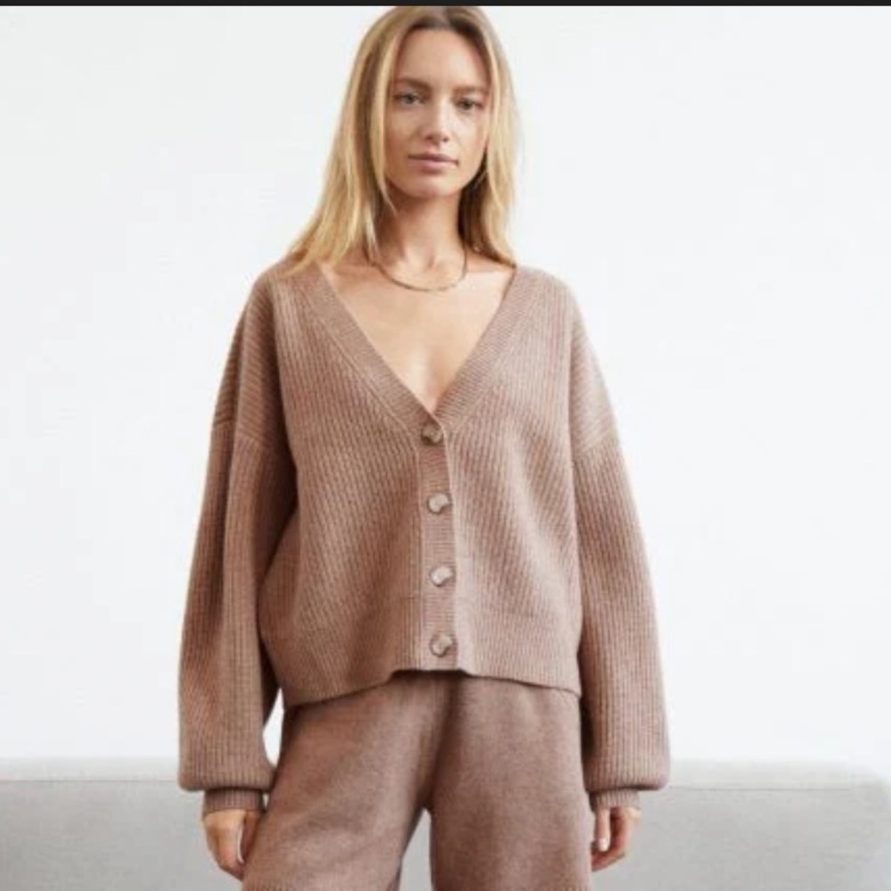 Babaton Taupe Lagoon Cardigan Sweater SMALL